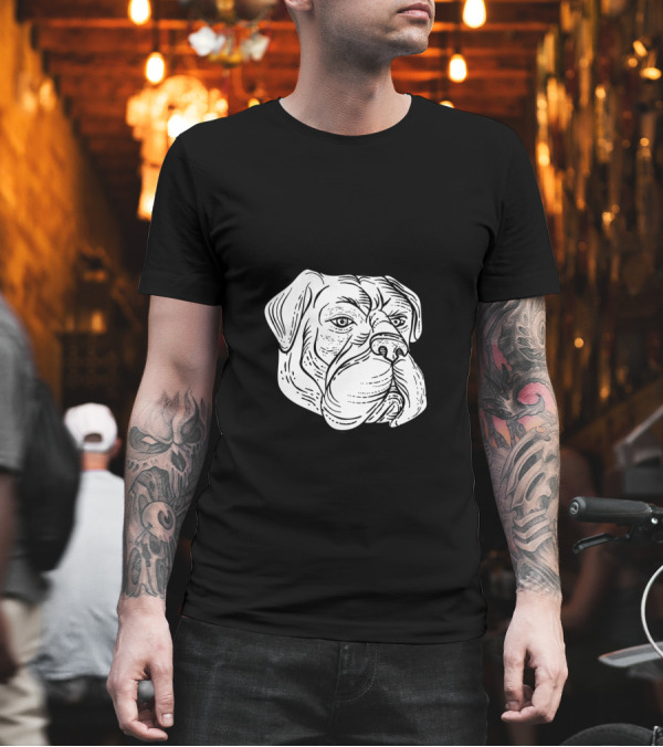 Bullmastiff Head Black and White Etching Detailed T-Shirt Bullmastiff Head Black and White Etching Detailed T-Shirt