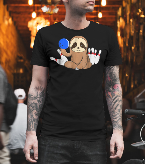 Bowling Sloth Bowler Fun with Pins and Ball T-Shirt Bowling Sloth Bowler Fun with Pins and Ball T-Shirt