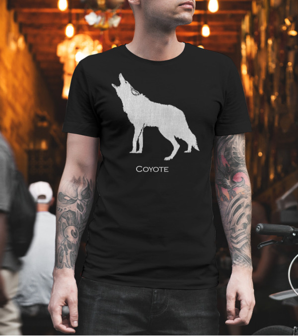 Howling Coyote Silhouette Drawing Wildlife Coyote T-Shirt Howling Coyote Silhouette Drawing Wildlife Coyote T-Shirt