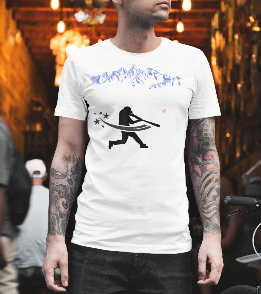 Colorado Rocky Mountain Baseball Silhouette And Stars T-Shirt