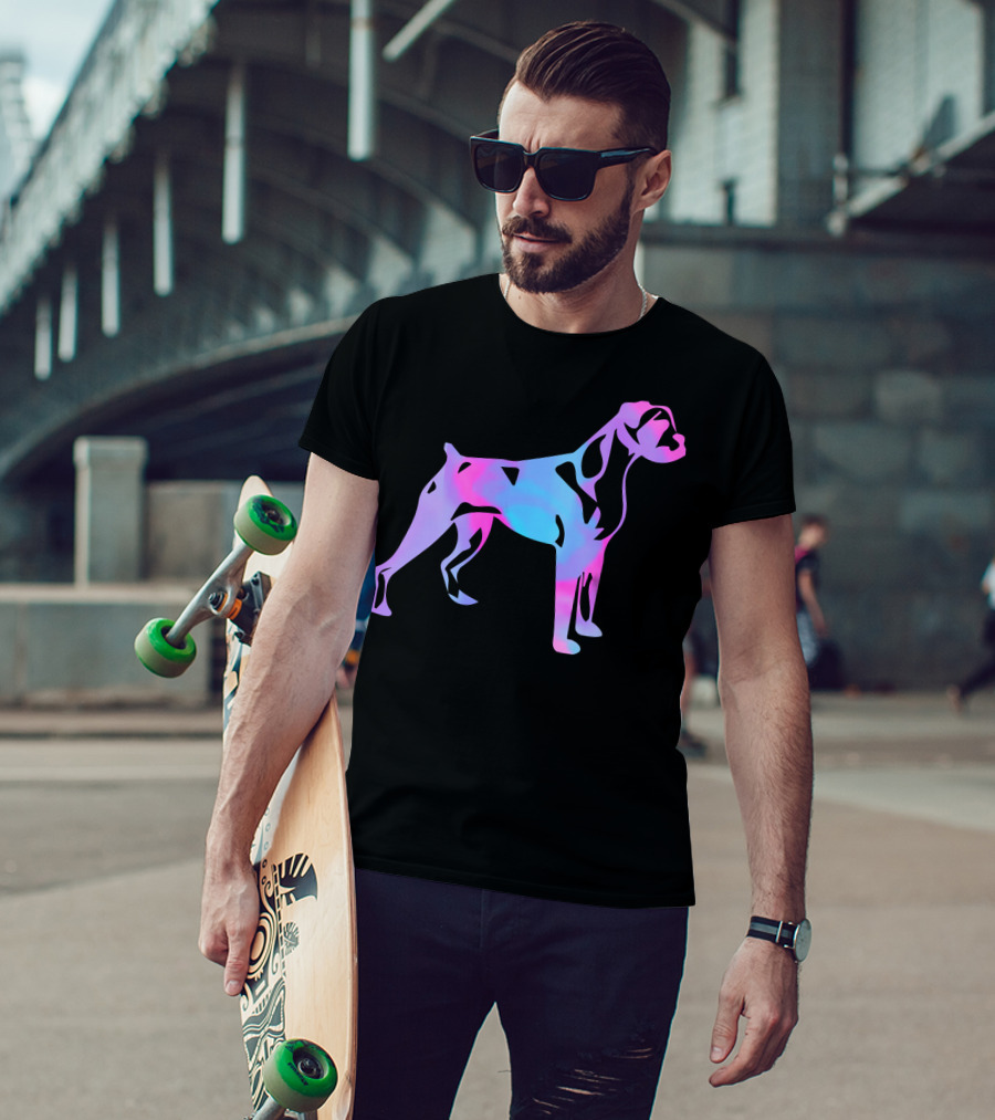 Colorful Watercolor Boxer Dog Psychedelic T-Shirt
