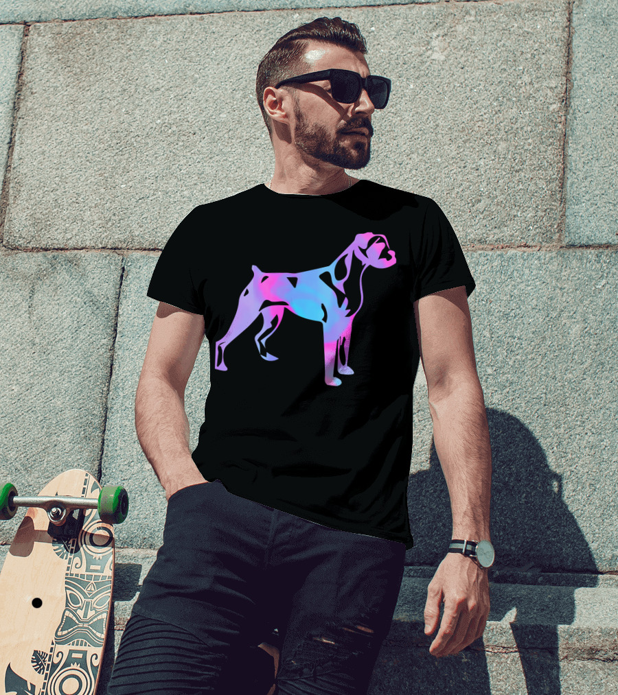 Colorful Watercolor Boxer Dog Psychedelic T-Shirt