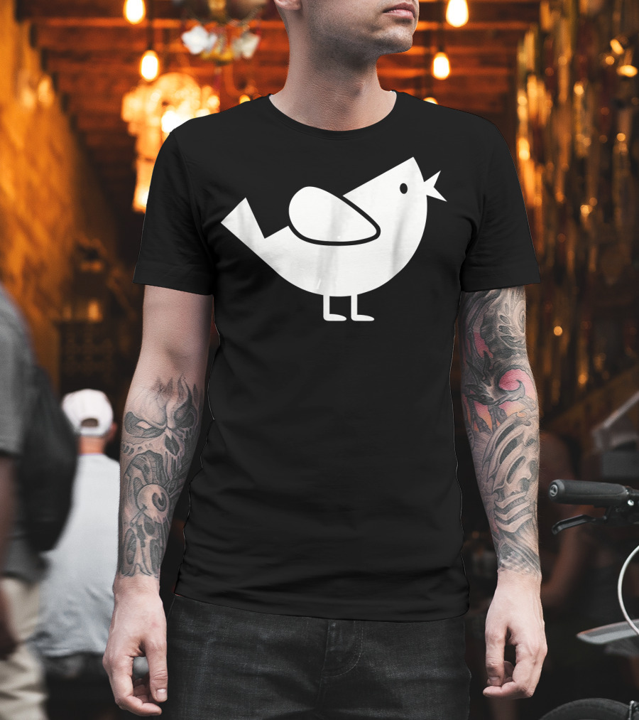 Comic Bird Black And White Minimalist T-Shirt