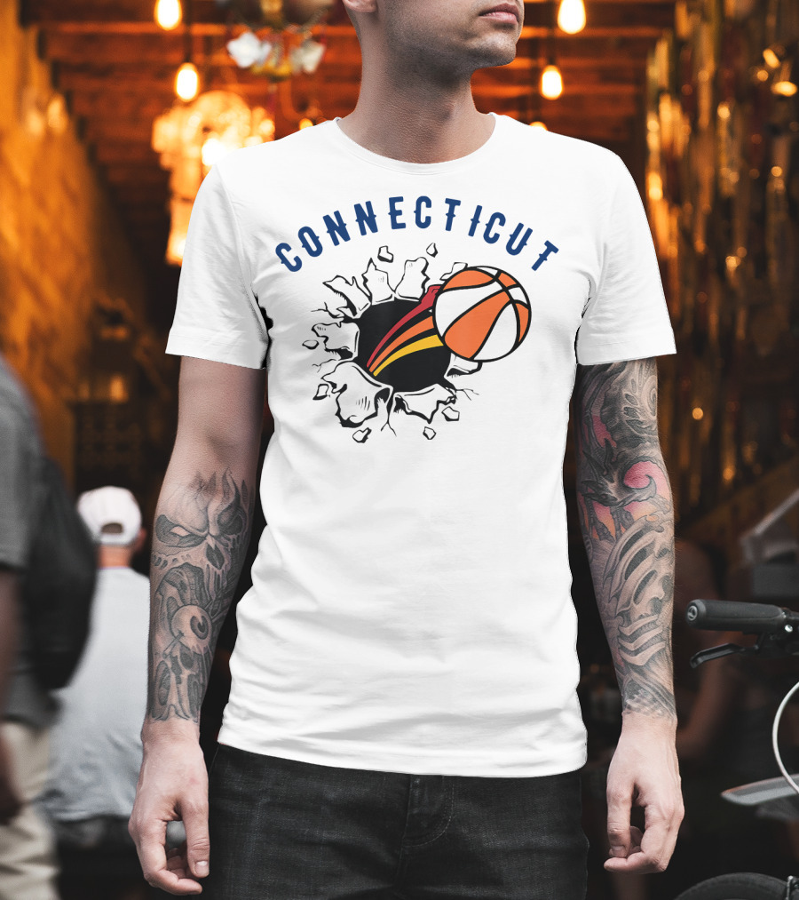 Connecticut Basketball Burst Design with Basketball T-Shirt