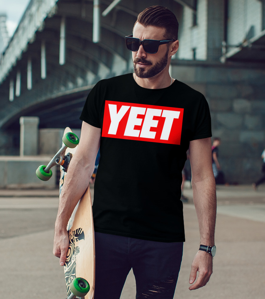 Yeet Basketball Red Bold Typography T-Shirt