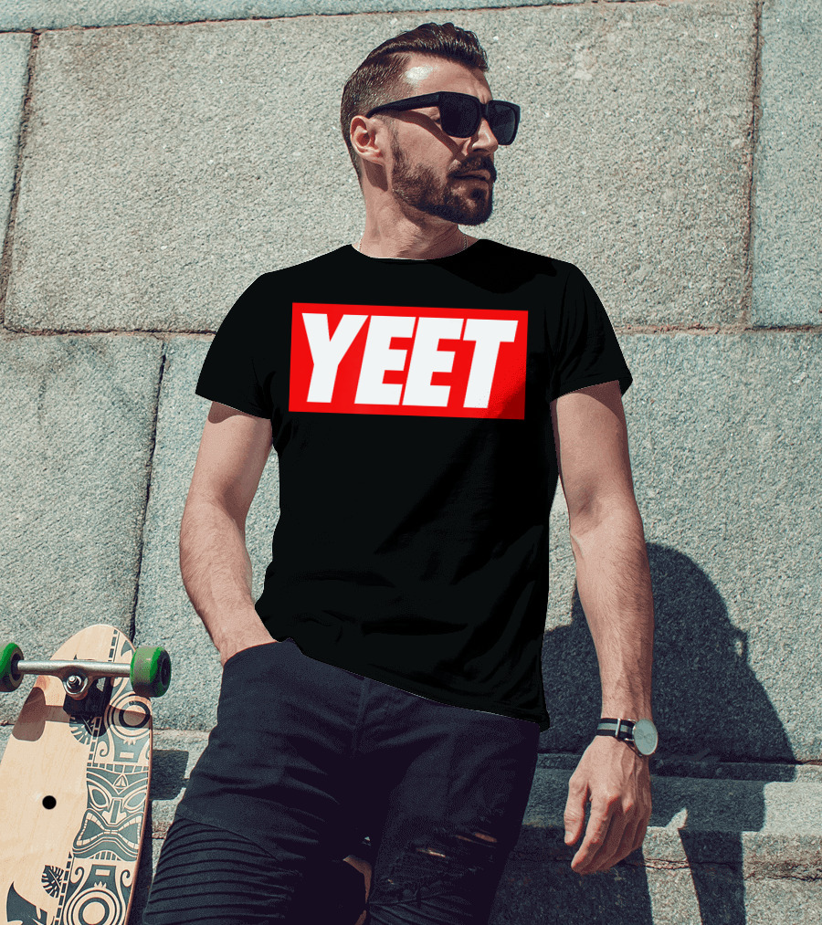 Yeet Basketball Red Bold Typography T-Shirt