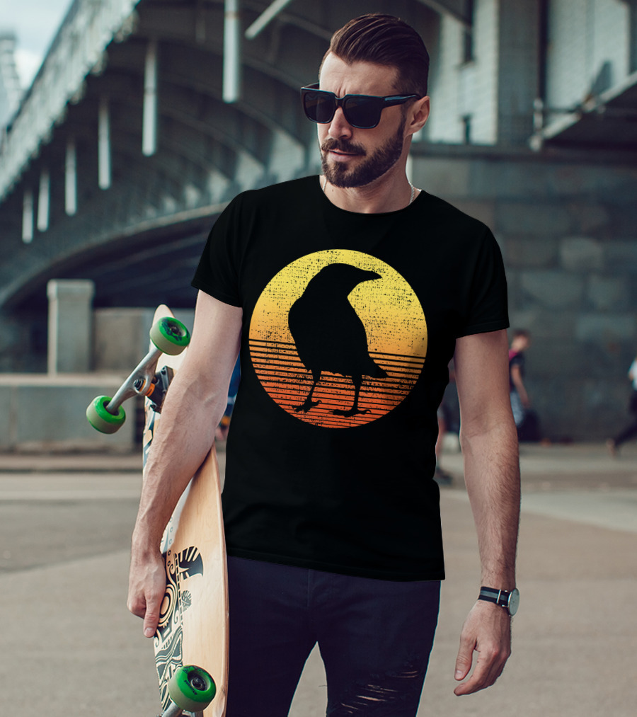 Crow Bird Lover Raven Sunset T-Shirt