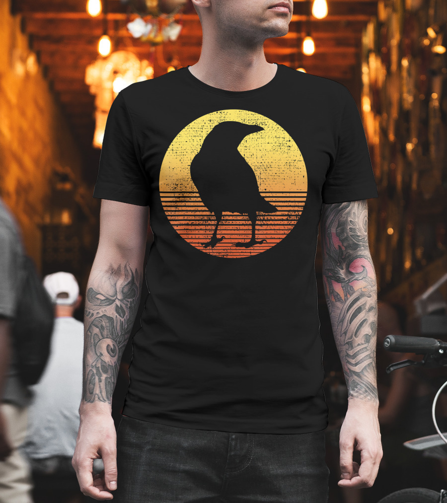 Crow Bird Lover Raven Sunset T-Shirt