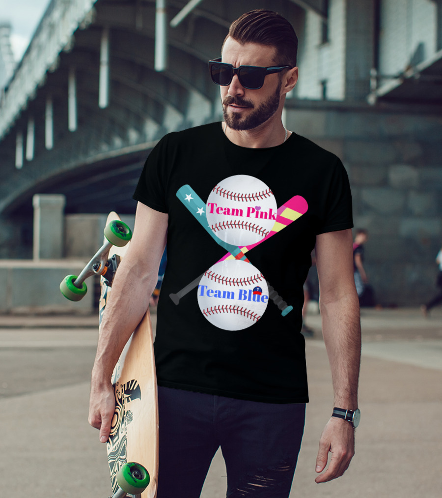 Team Pink Team Blue Cute Baseball Gender Reveal Party T-Shirt