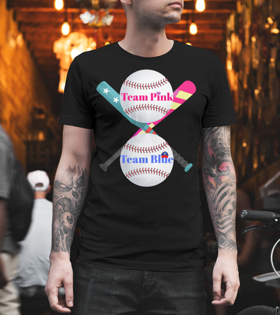 Team Pink Team Blue Cute Baseball Gender Reveal Party T-Shirt
