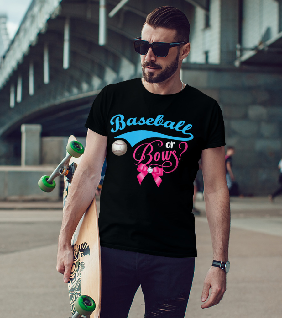 Baseball Or Bows Gender Reveal Party T-Shirt