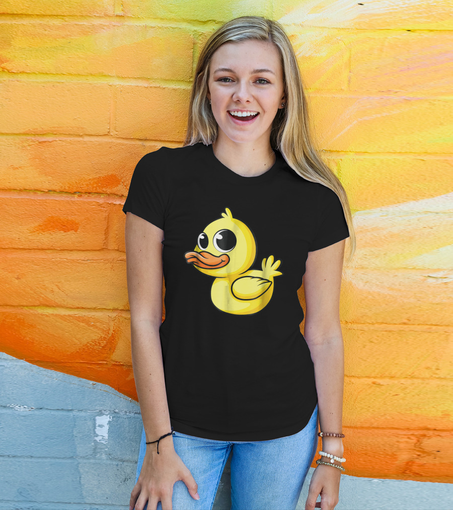 Cute Yellow Cartoon Duckling Baby Duck Bird T-Shirt
