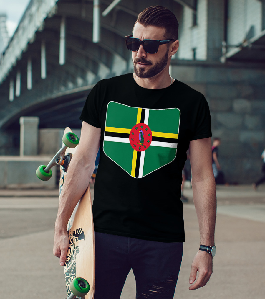 Dominica Flag With Printed Dominic Emblem T-Shirt