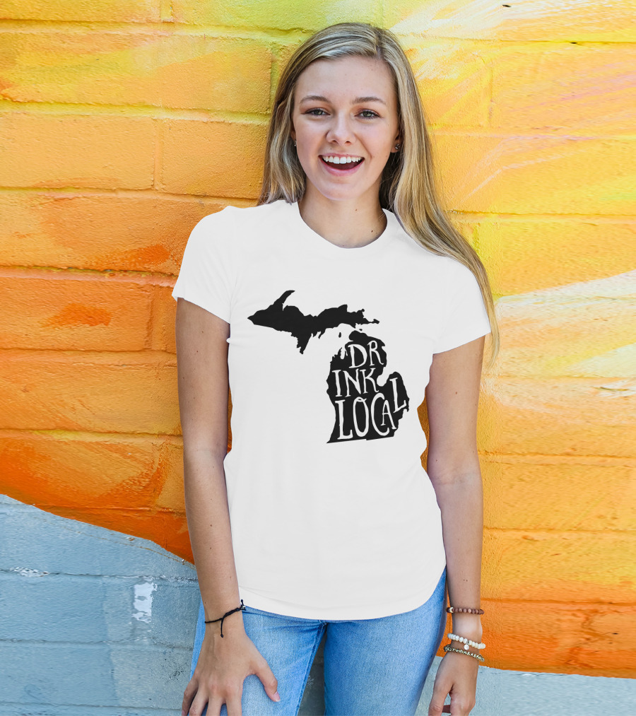 Drink Local Michigan State Outline Craft T-Shirt