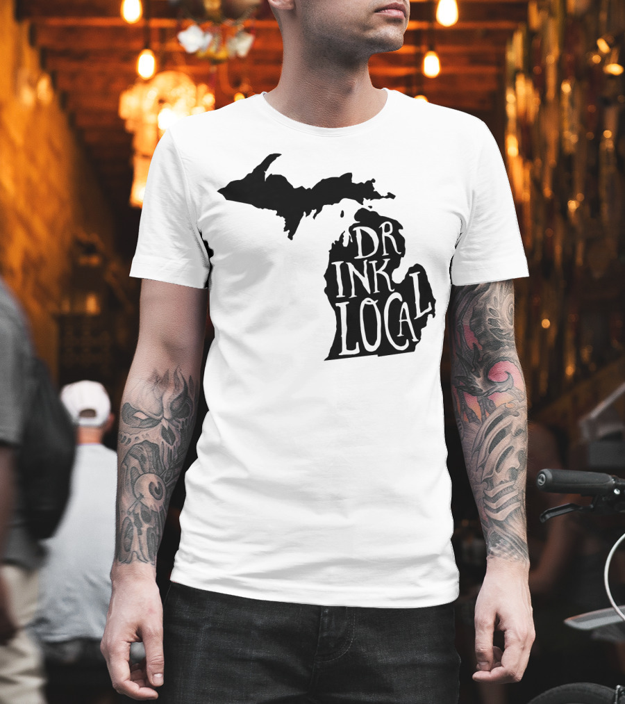 Drink Local Michigan State Outline Craft T-Shirt