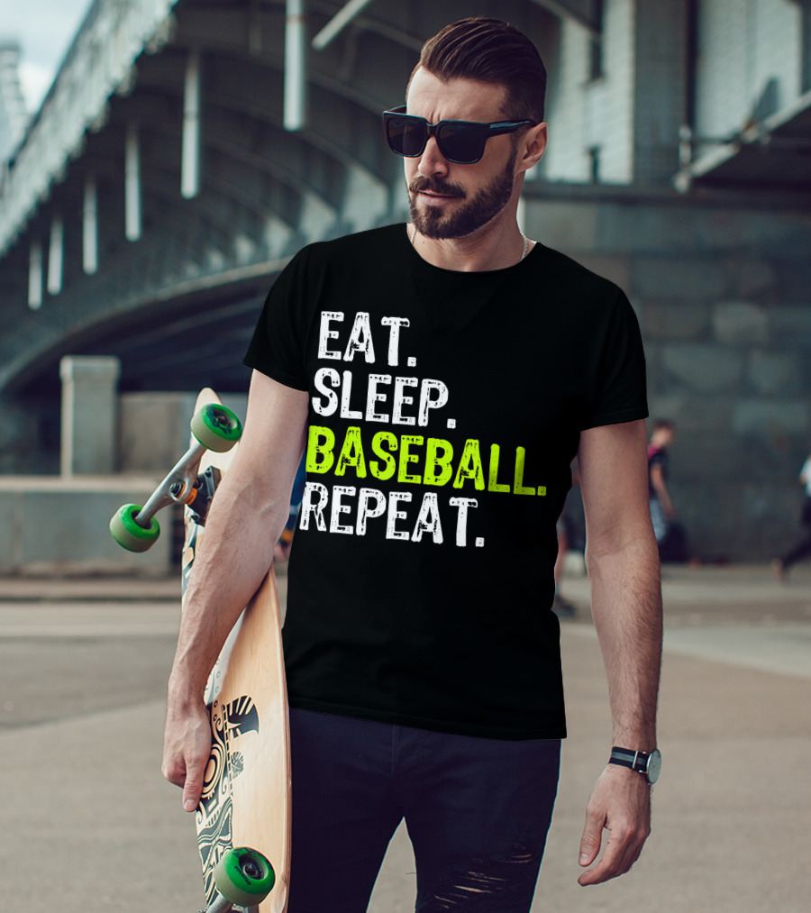 Eat Sleep Baseball Repeat Funny Cool Player Coach T-Shirt
