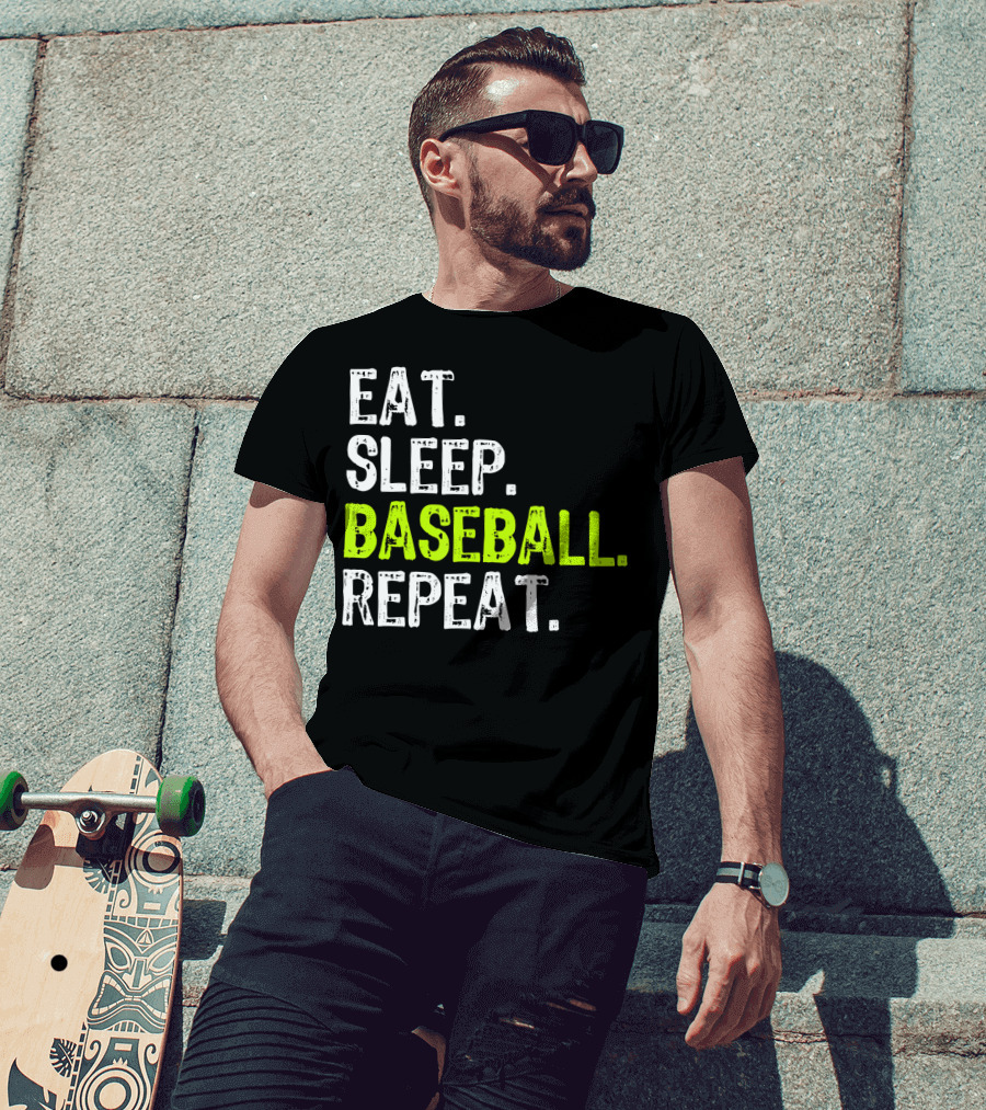 Eat Sleep Baseball Repeat Funny Cool Player Coach T-Shirt