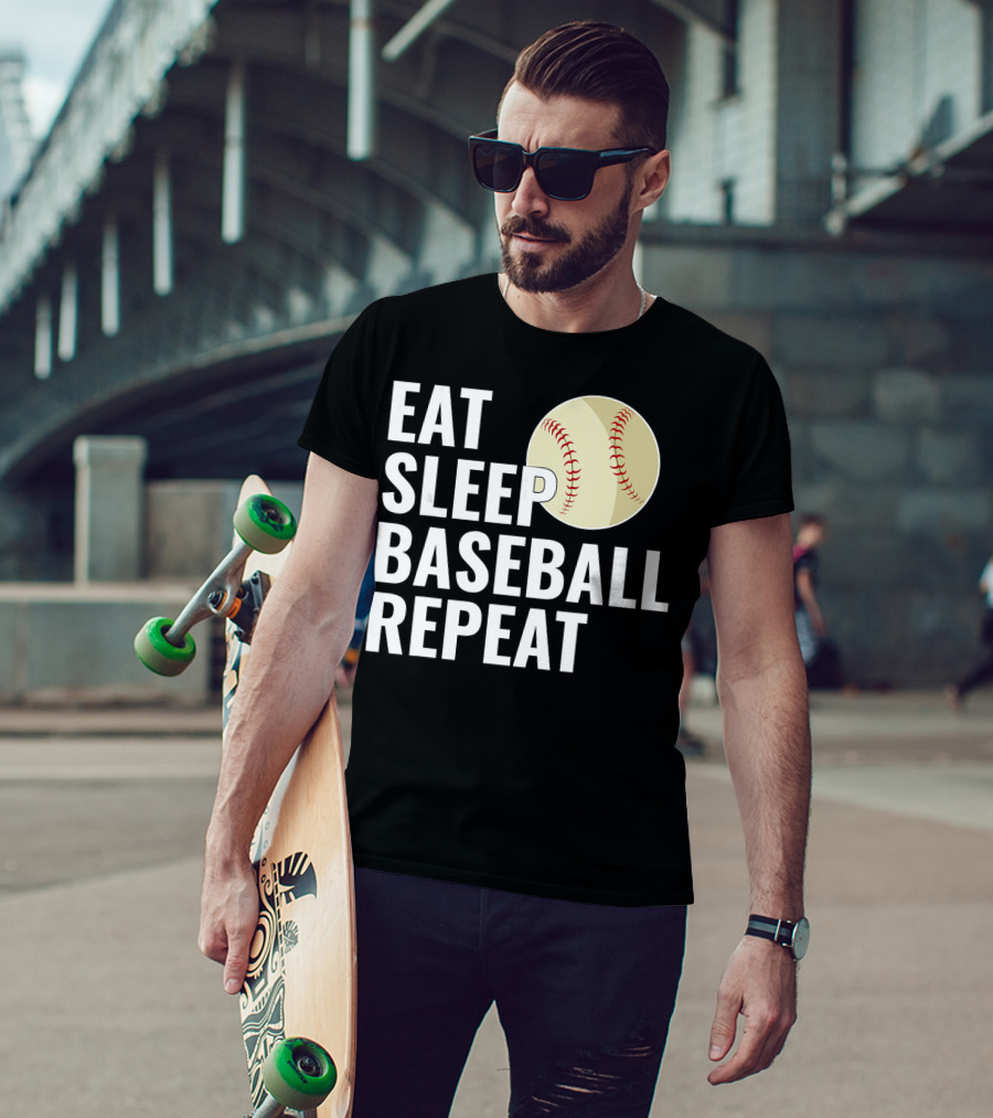 Eat Sleep Baseball Repeat Men Kid Bo Sports Lifestyle T-Shirt