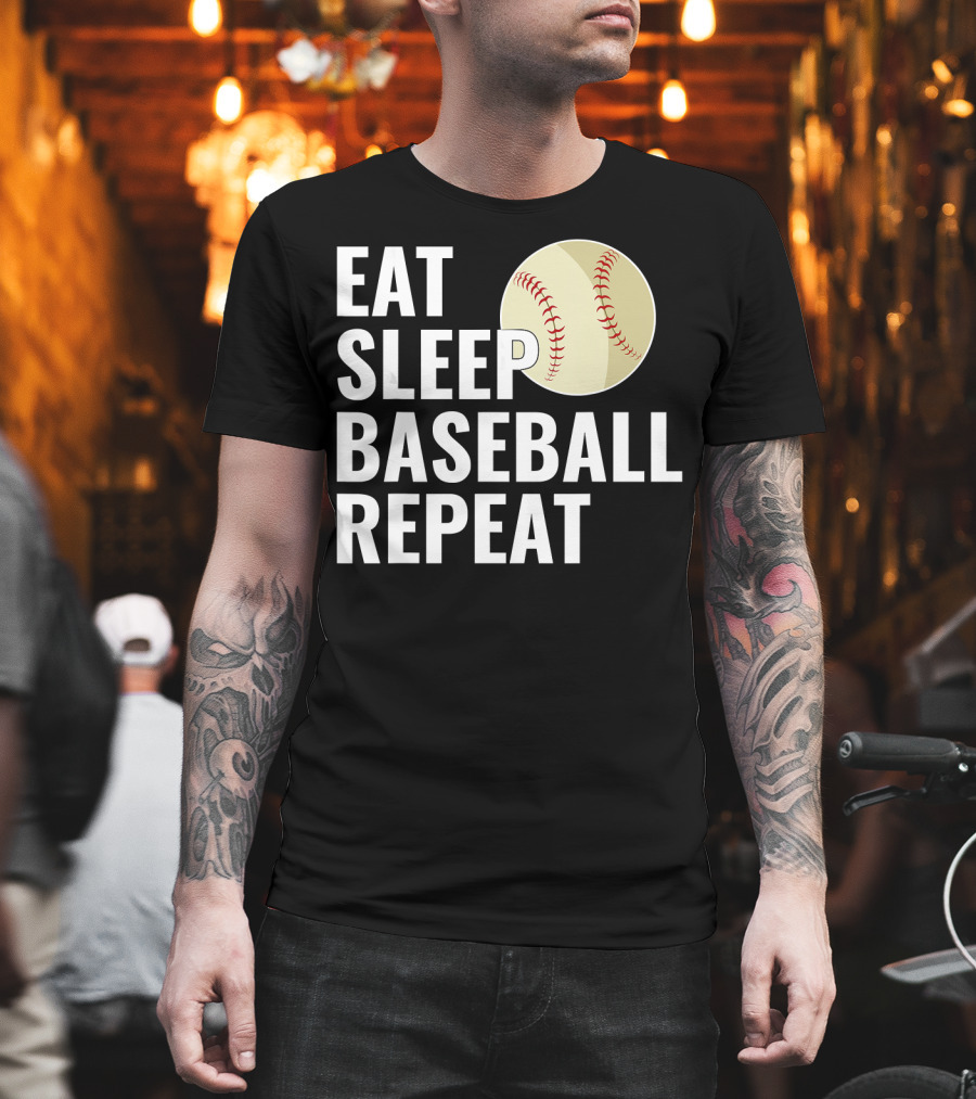 Eat Sleep Baseball Repeat Men Kid Bo Sports Lifestyle T-Shirt