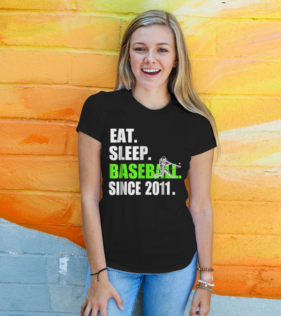 Eat Sleep Baseball Since 2011 Batter Swinging T-Shirt