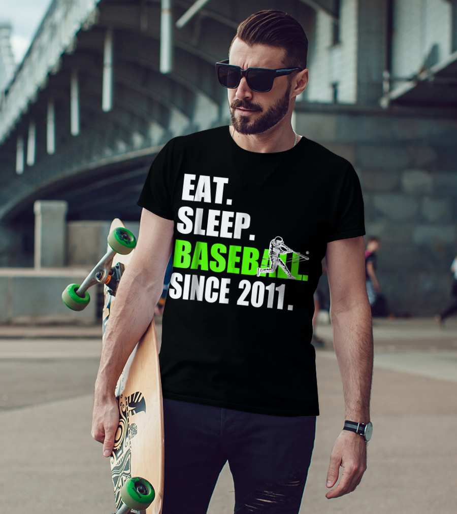 Eat Sleep Baseball Since 2011 Batter Swinging T-Shirt