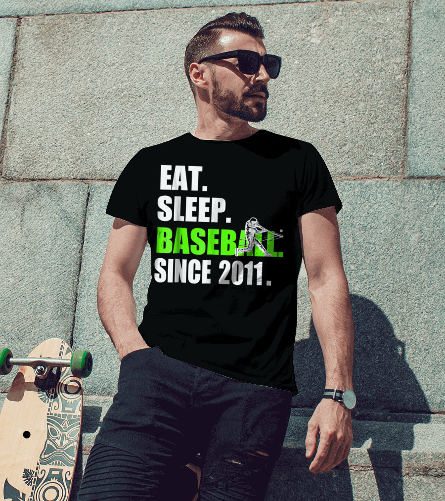 Eat Sleep Baseball Since 2011 Batter Swinging T-Shirt