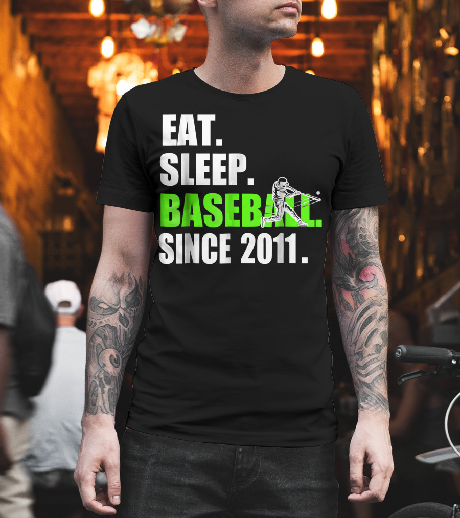 Eat Sleep Baseball Since 2011 Batter Swinging T-Shirt