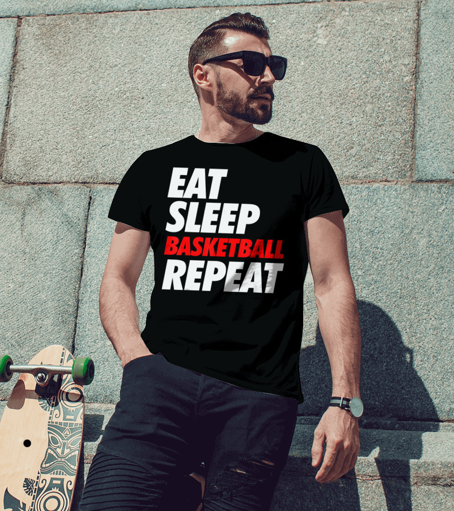 Eat Sleep Basketball Repeat Sports Fan Lifestyle Mantra T-Shirt