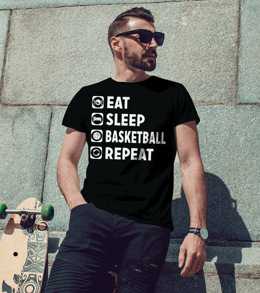 Eat Sleep Basketball Repeat Funny Bas Iconic Lifestyle Routine T-Shirt