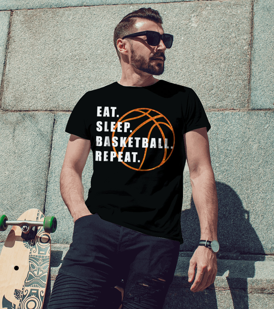Eat Sleep Basketball Repeat Basketball Lines T-Shirt