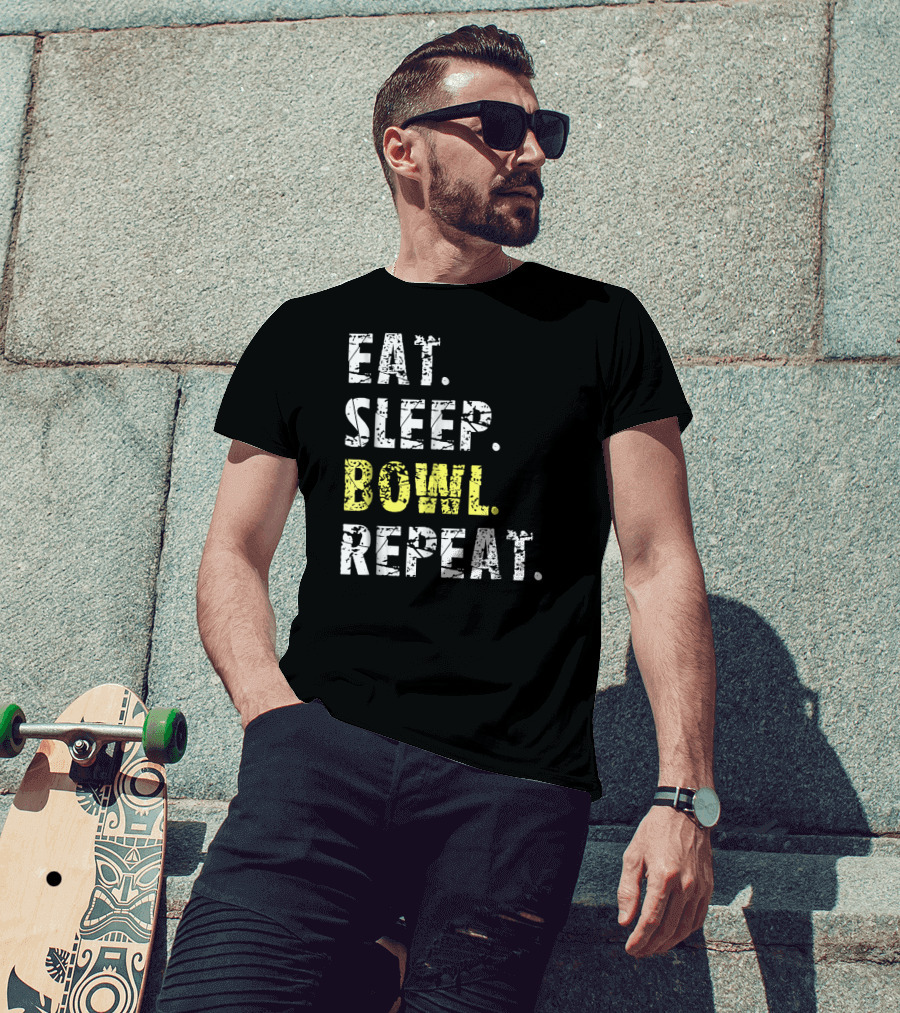 Eat Sleep Bowl Repeat Funny Bowl Text T-Shirt