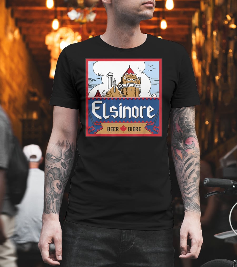 Elsinore Beer Bière Castle Design with Maple Leaf T-Shirt