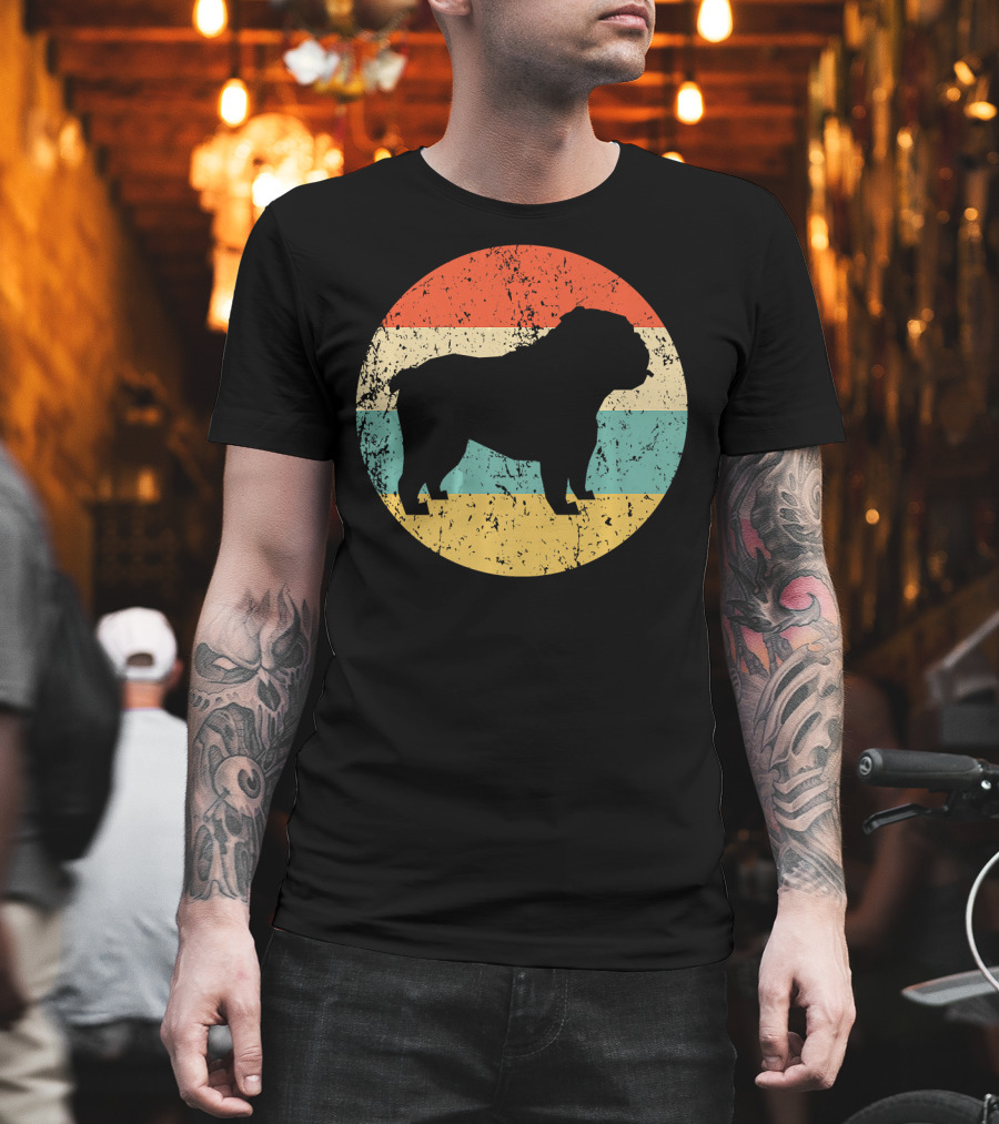 English Bulldog Retro Circle T-Shirt
