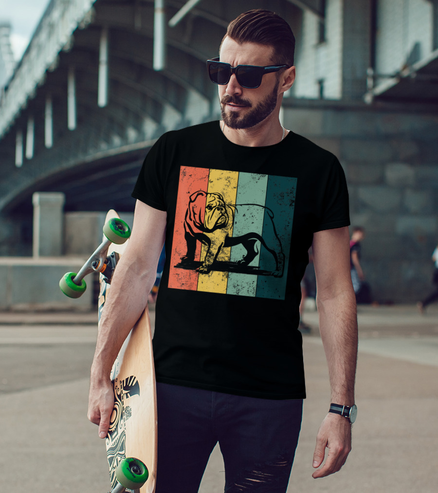 English Bulldog Vintage Stripe T-Shirt
