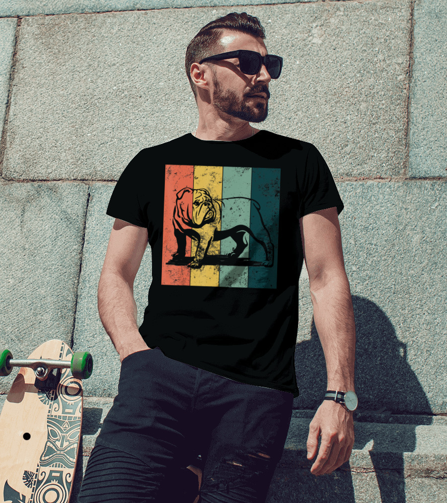 English Bulldog Vintage Stripe T-Shirt