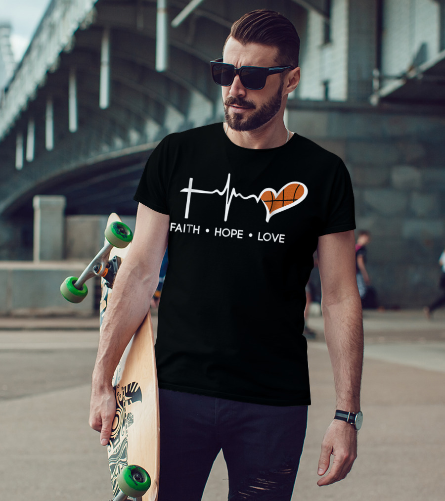 Faith Hope Love Basketball Heartbeat T-Shirt