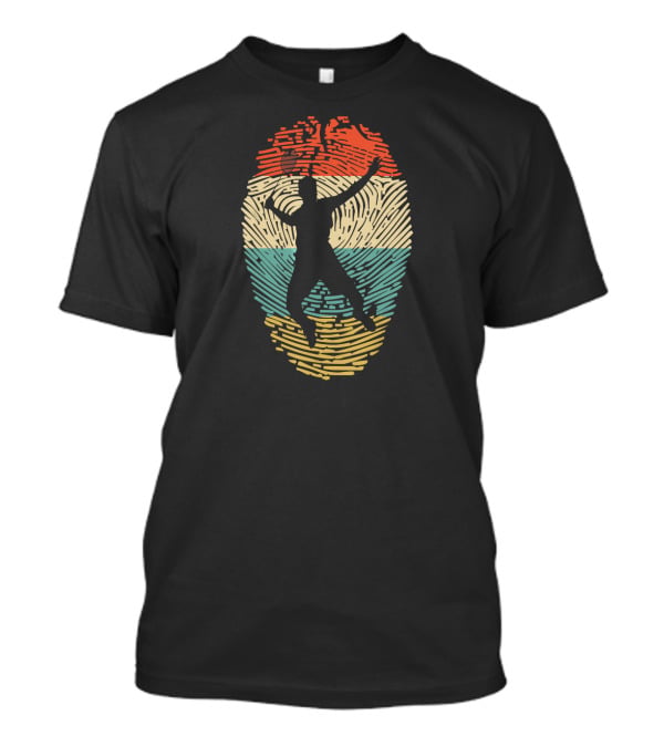 Fingerprint Silhouette Badminton Player In DNA T-Shirt