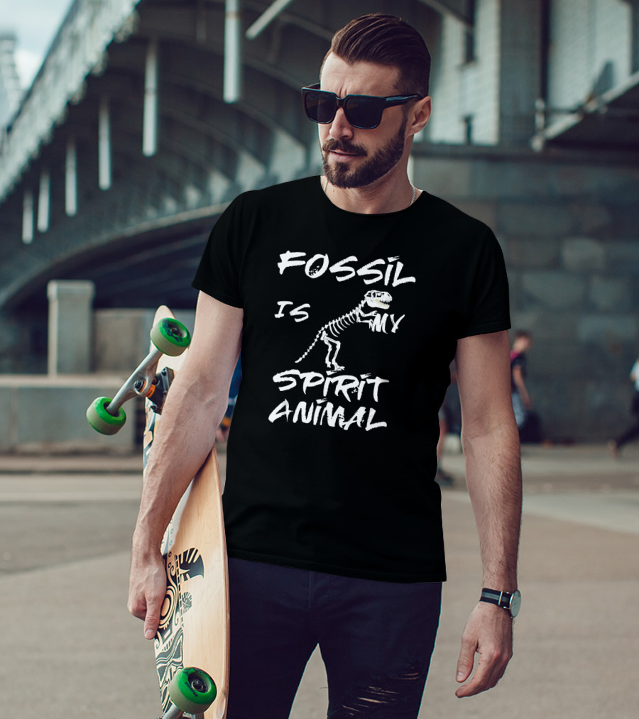 Fossil Is My Spirit Animal Archeology Dinosaur Skeleton T-Shirt
