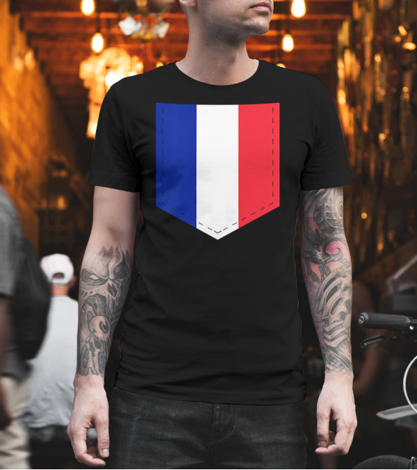 French Flag Blue White Red Pocket T-Shirt French Flag Blue White Red Pocket T-Shirt