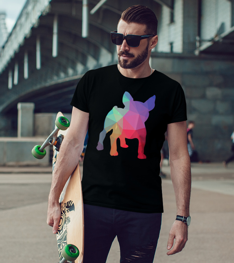 French Bulldog Lovers Rainbow Poly T-Shirt
