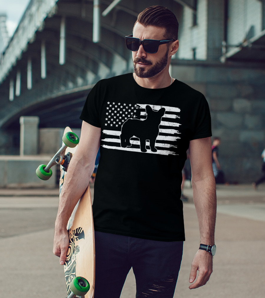Frenchie American Flag Fourth Of July T-Shirt