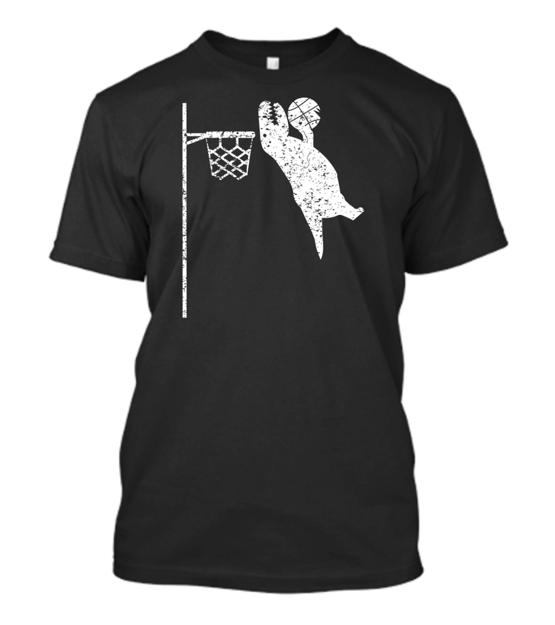 Jumping Tyrannosaurus Rex Dunks Basketball Hoop T-Shirt
