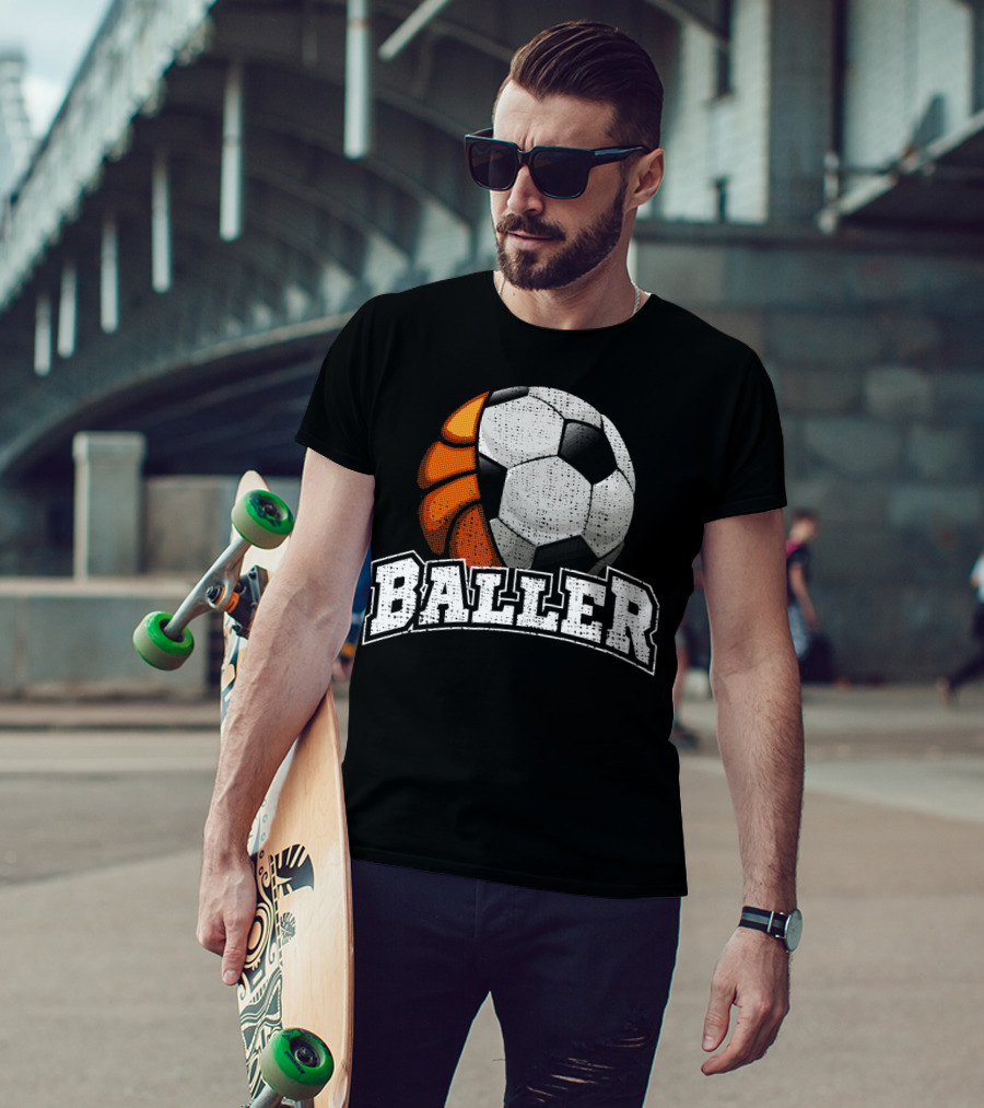 Baller Funny Basketball Soccer Player Fusion T-Shirt