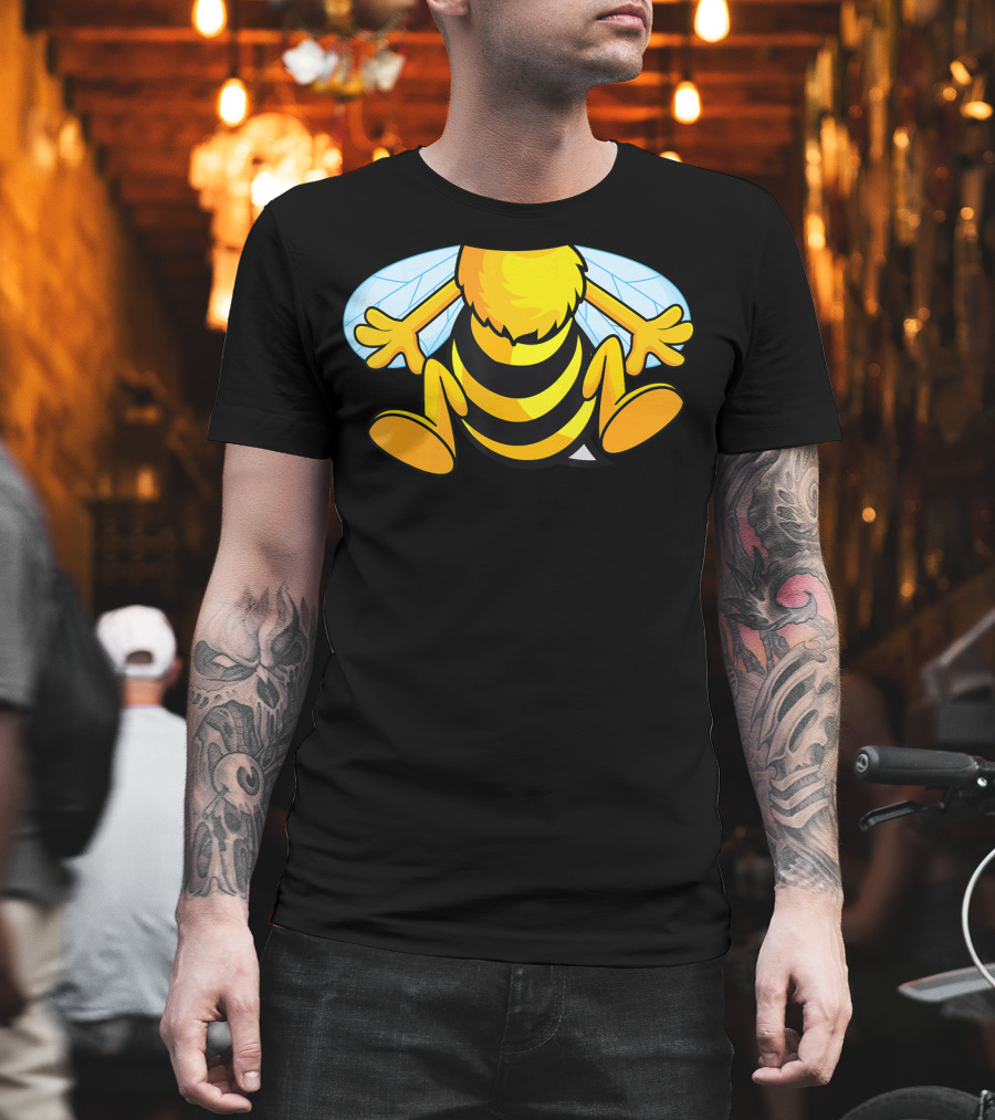 Funny Bee Costume Easy Honeybee Hall Buzzing Bumblebee Stripes T-Shirt