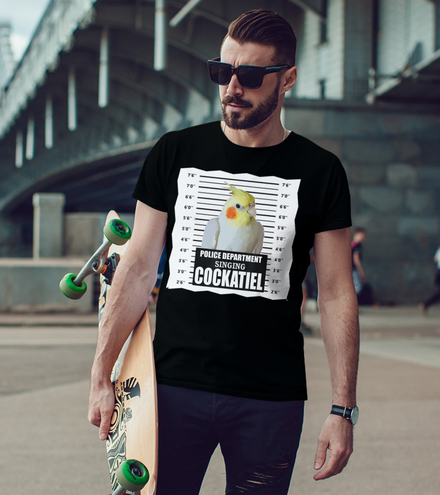 Police Department Singing Cockatiel Mugshot T-Shirt