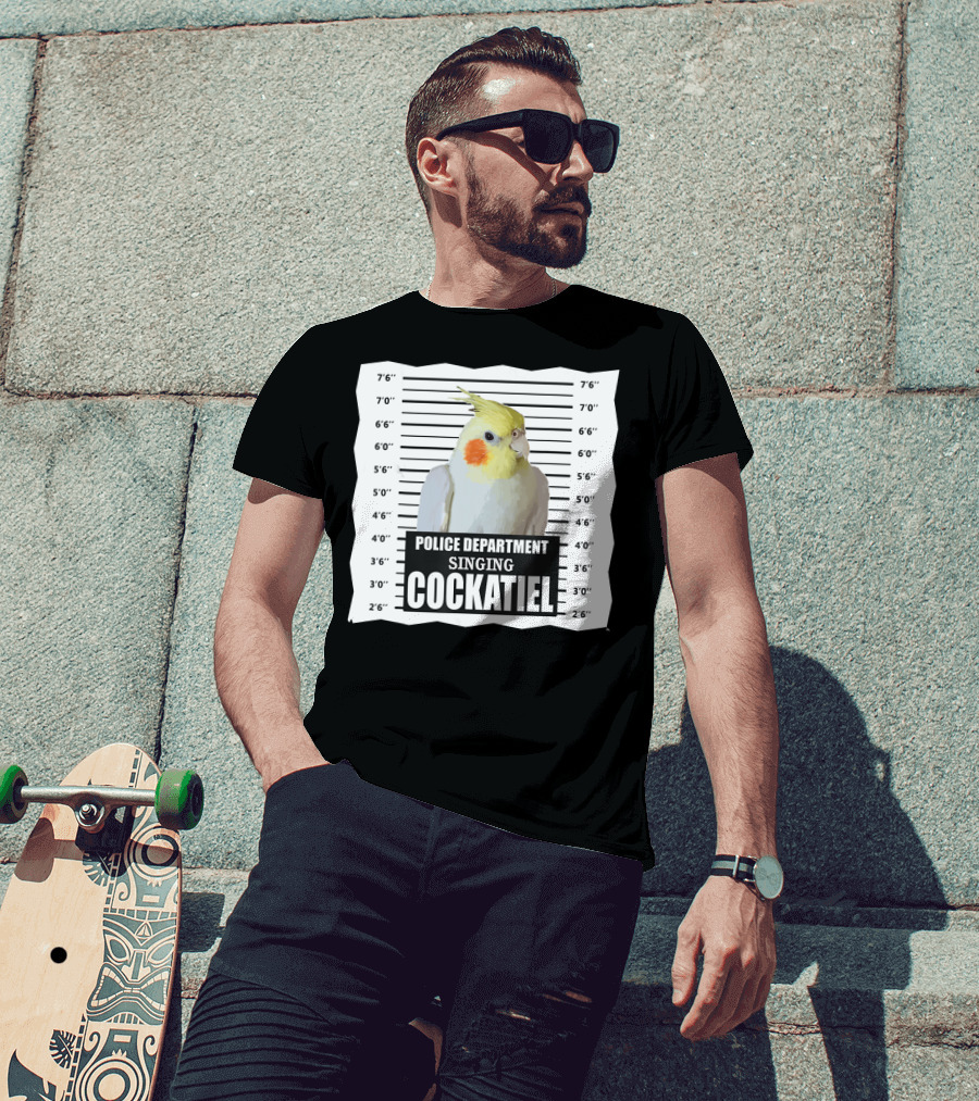 Police Department Singing Cockatiel Mugshot T-Shirt