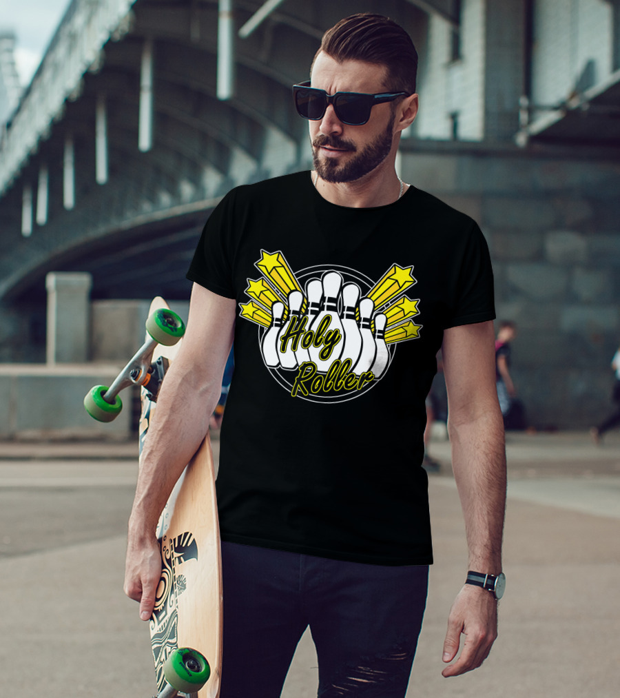 Holy Roller Bowling Pin Stars Retro Funny T-Shirt