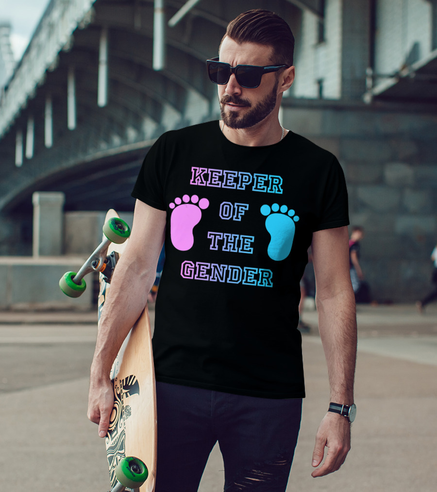 Keeper Of The Gender Pink Blue Footprints T-Shirt