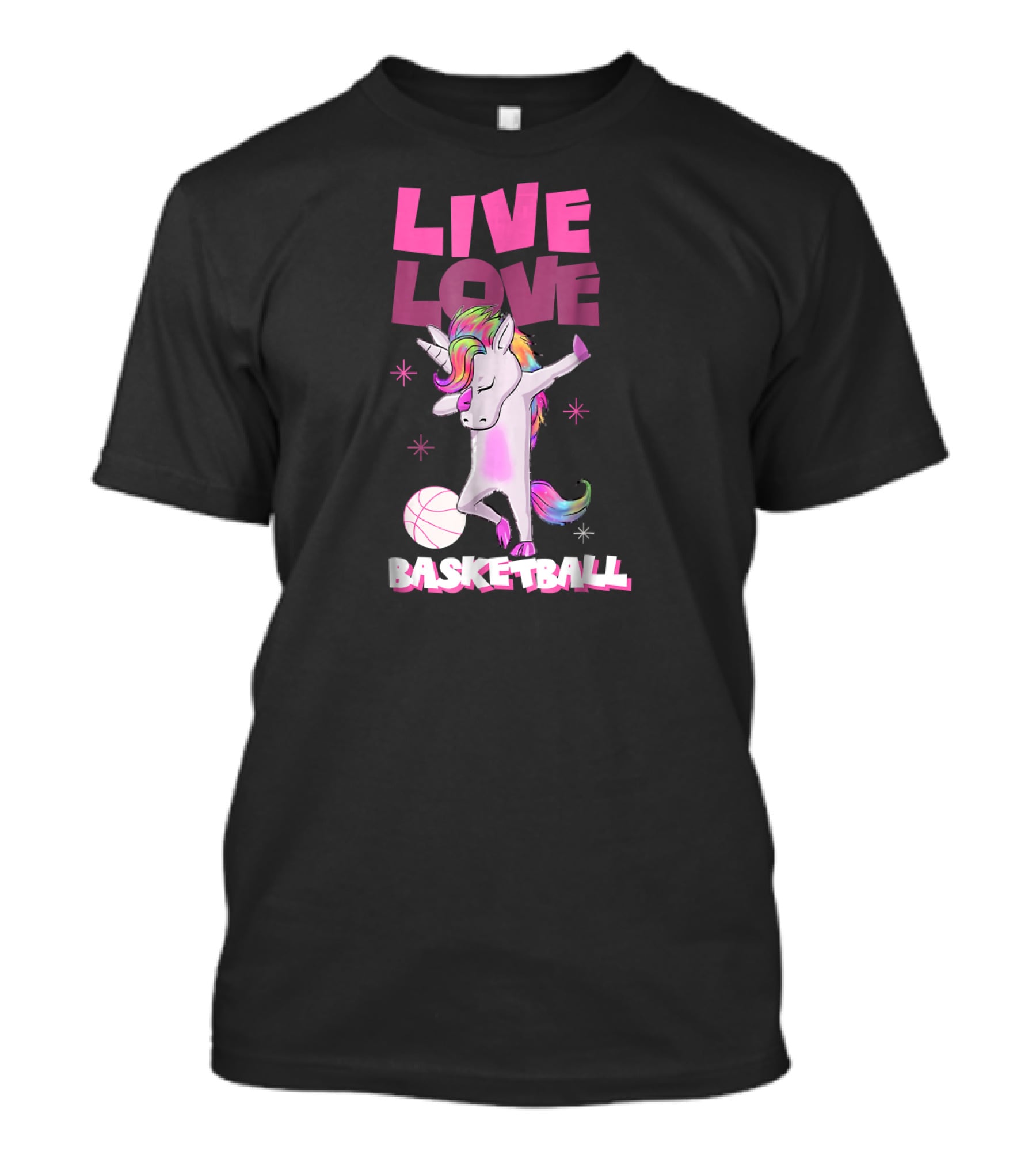 Live Love Basketball Dabbing Unicorn T-Shirt