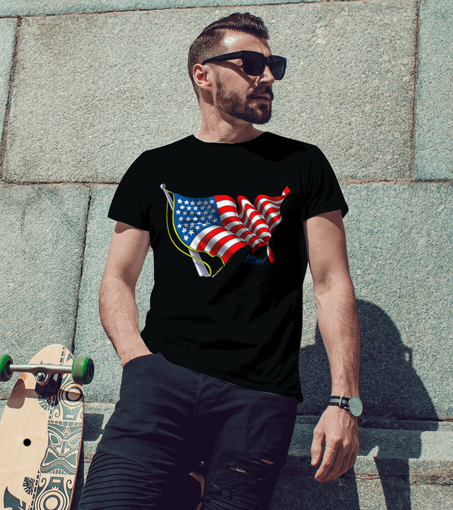 God Bless America Flag Waving T-Shirt